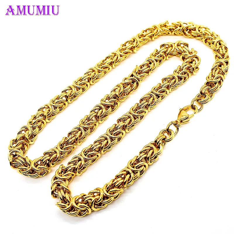 AMUMIU Promotion 40/45/50/55/60/65/70cm Classic Necklace For Women Men Punk Hip Hot Jewelry Heavy Necklaces N011