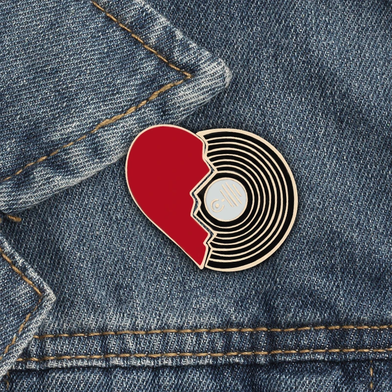 Enamel Pin set Broken Heart Wine Bottle Earth CD Pizza Beer Creative Brooch and Pins Clothing Accessories Cartoon Badge Jewelry