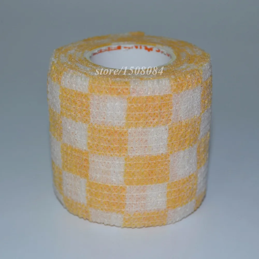 6 Pcs/Lot 5cm x 4.5m Self Adhesive elastic Nonwoven Cohesive Bandage Adherent Wrap Yellow And White Pane  Pattern First Aid