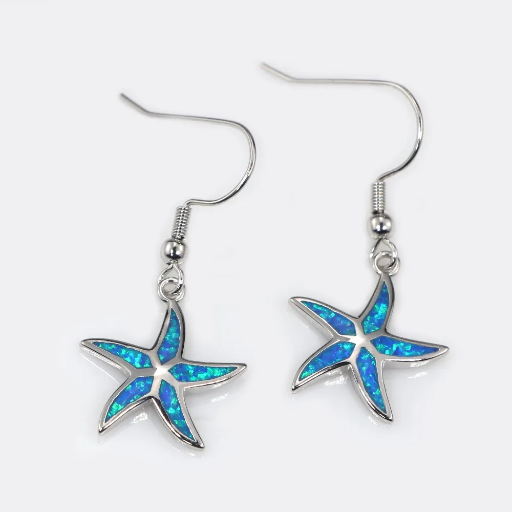 JLE092 New starfish blue opal pendant necklaces fashion ladies jewelry gifts