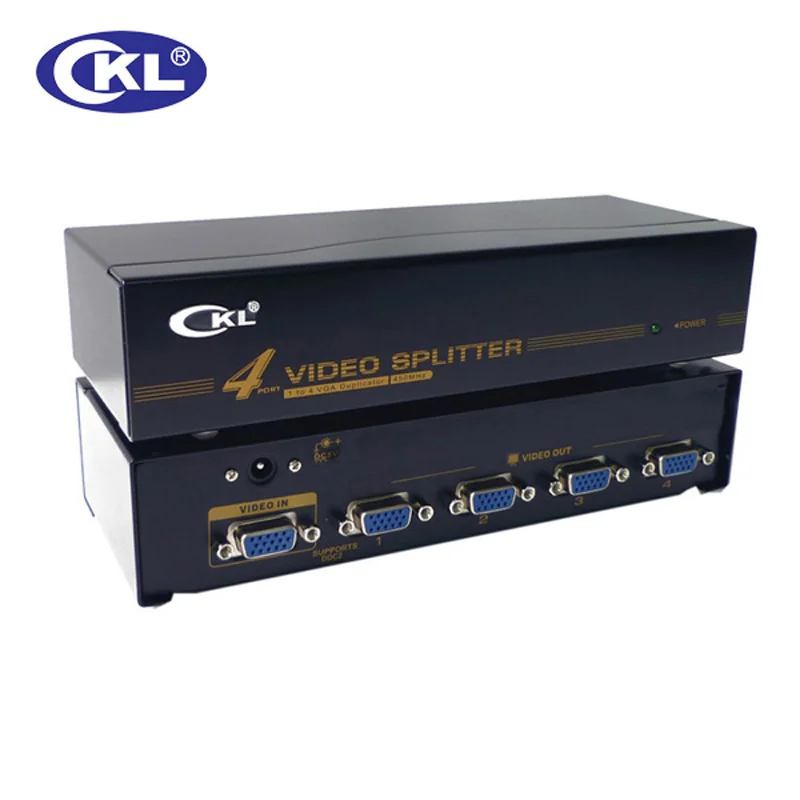 CKL-104A 4พอร์ตVGA Splitter 450เมกะเฮิร์ตซ์1x4 1*4 1ใน4ออก