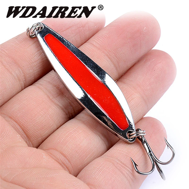 1PCS Metal Sliver Spinners Spoon lure 45mm 7g Fishing Lure Hard Bait Sequins with Bass Treble Hook Fishing tackle FA-455