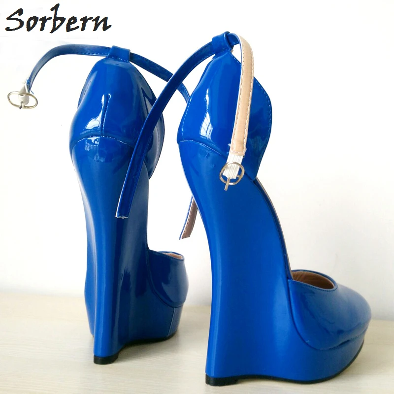 Sorber Elegant Woman Pumps High Heels Ankle Straps Wedges Heel Features Club High Heel Pumps Plus Size