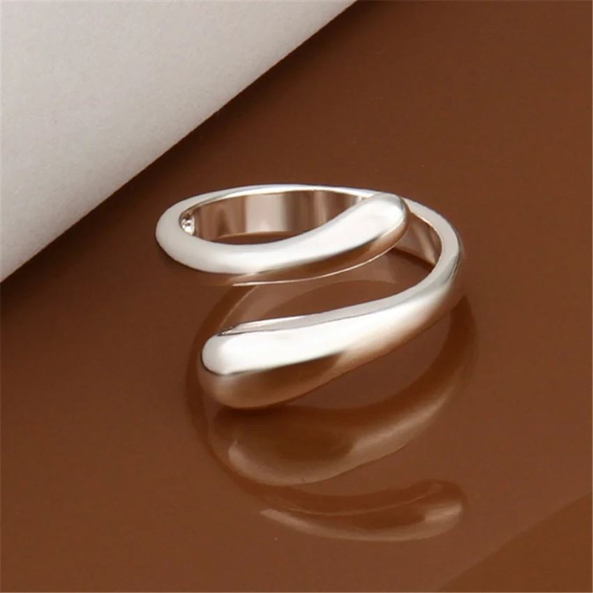 Silver 925 Plated Rings Fashion Jewelry Teardrop925shaped Wemen Lady Wedding Opening Ring Wedding Women Men Gift R012