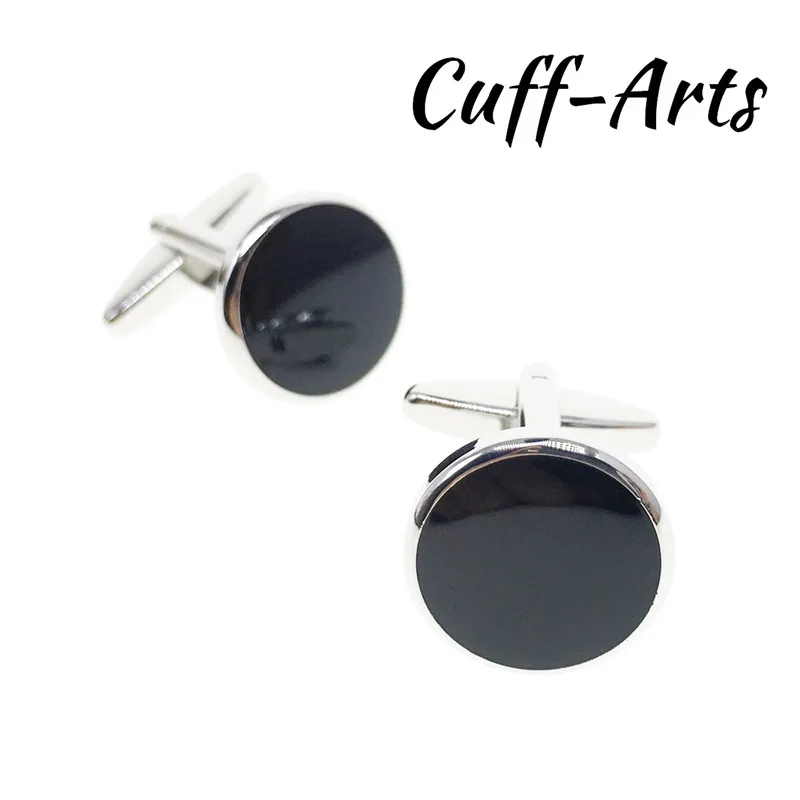 Luxury Fashion Black Round Plated Cufflinks Arm Buttons for Women Men Business Shirts Cuff links Wedding Jewelry C20118