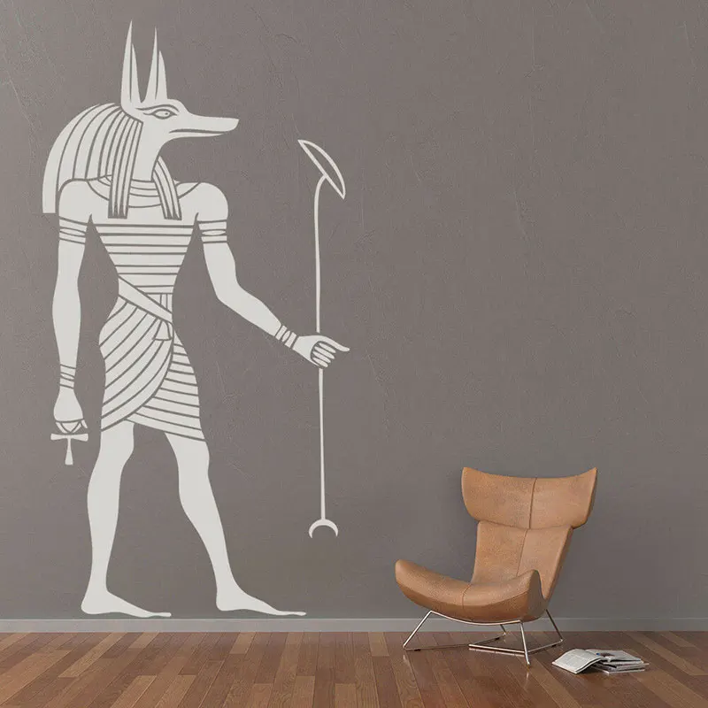 Egyptian Anubis Wall Sticker Ancient Egypt Style Wallpaper Home Living Room Decoration Removable Anubis Wall Art Decals 3353