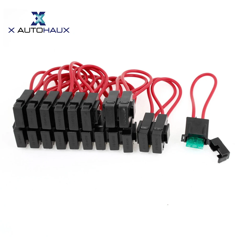 X AUTOHAUX 20PCS FB-045U Type 30A 220V Black Plastic Case Cable Fuse Holder Block For Auto Car