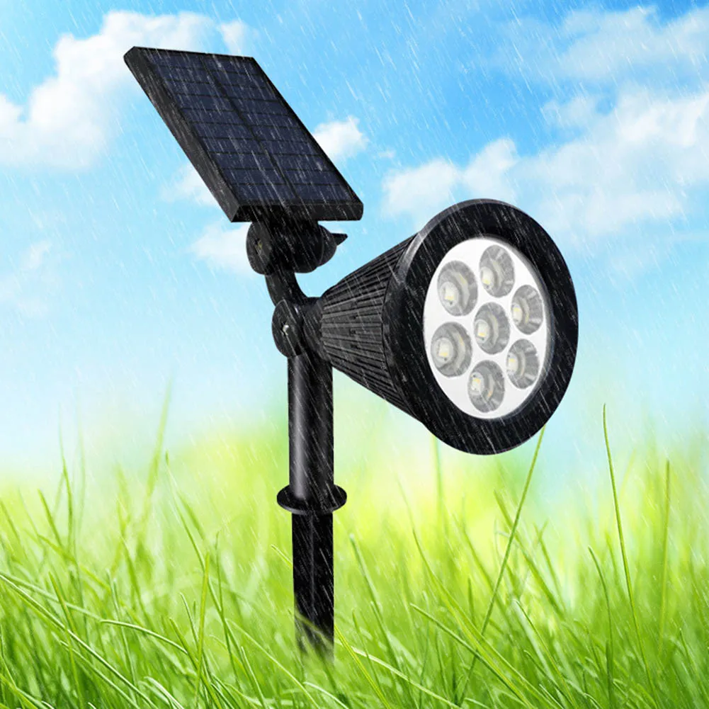 1Pcsใหม่มาถึง 7 LEDโคมไฟพลังงานแสงอาทิตย์โปรเจคเตอร์ปรับจุดสำหรับกลางแจ้งสวนเปลี่ยนสีไร้สายกันน้ำVC