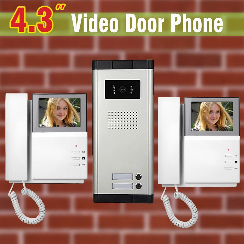 

4.3" monitor 2 unit Apartment Video Door Phone Intercom System Visual intercom System for Apartments Video doorbell Doorphone