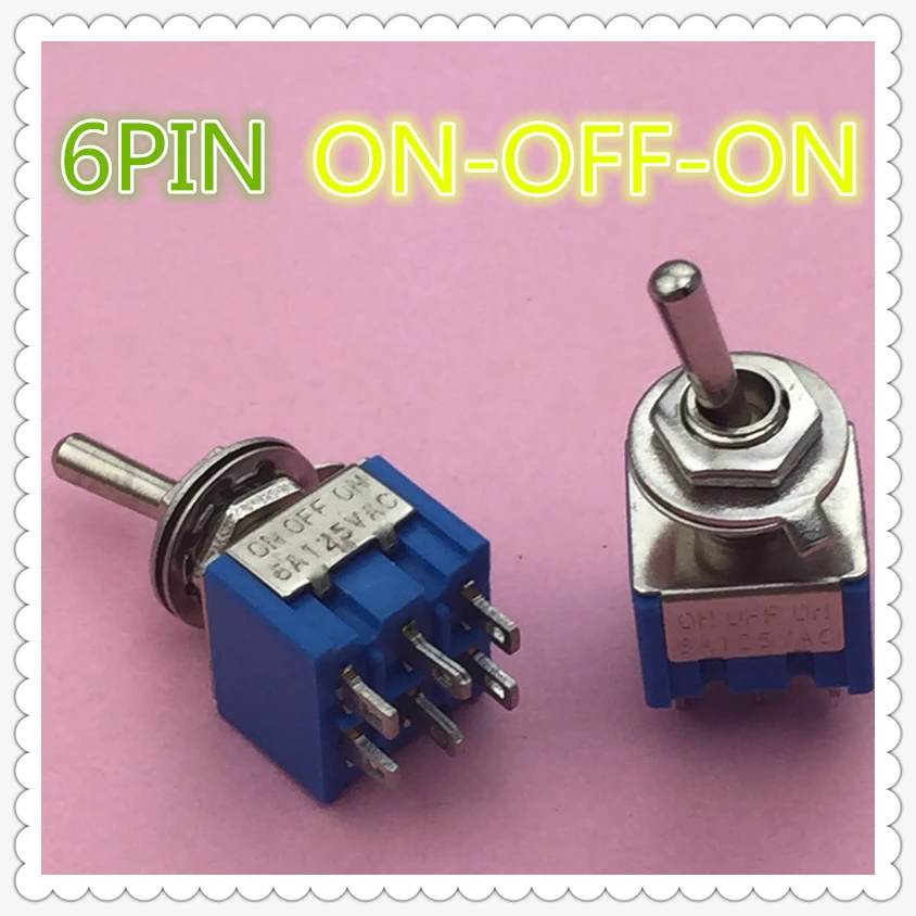 

2pcs/lot Mini MTS-203 6-Pin G104 ON-OFF-ON 6A 250V Toggle Switches Good Quality