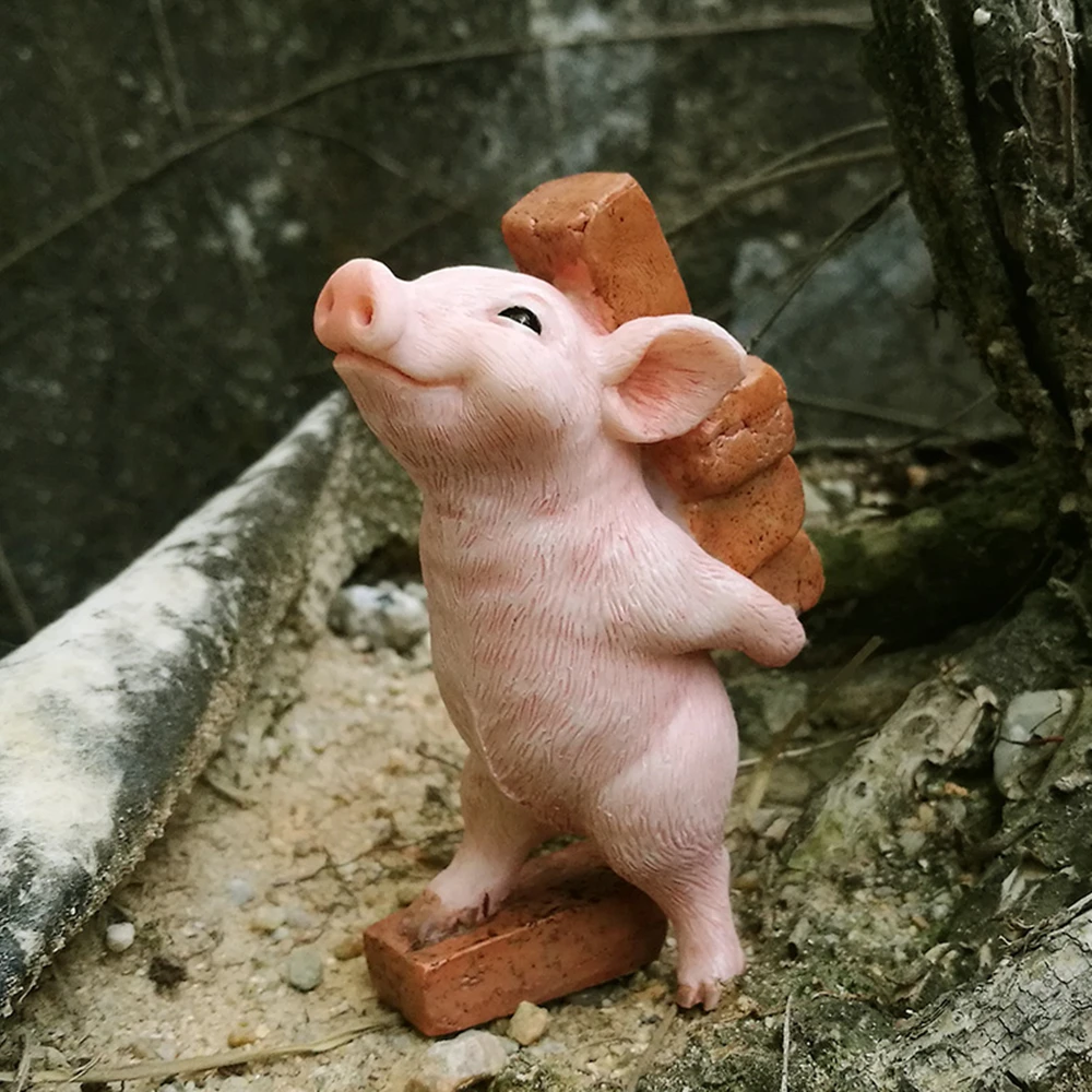 Cute Simulated  Pig Animal Figurine Flower Pot Fairy Garden Ornaments Bonsai Farm Home Decoration Gifts For Children