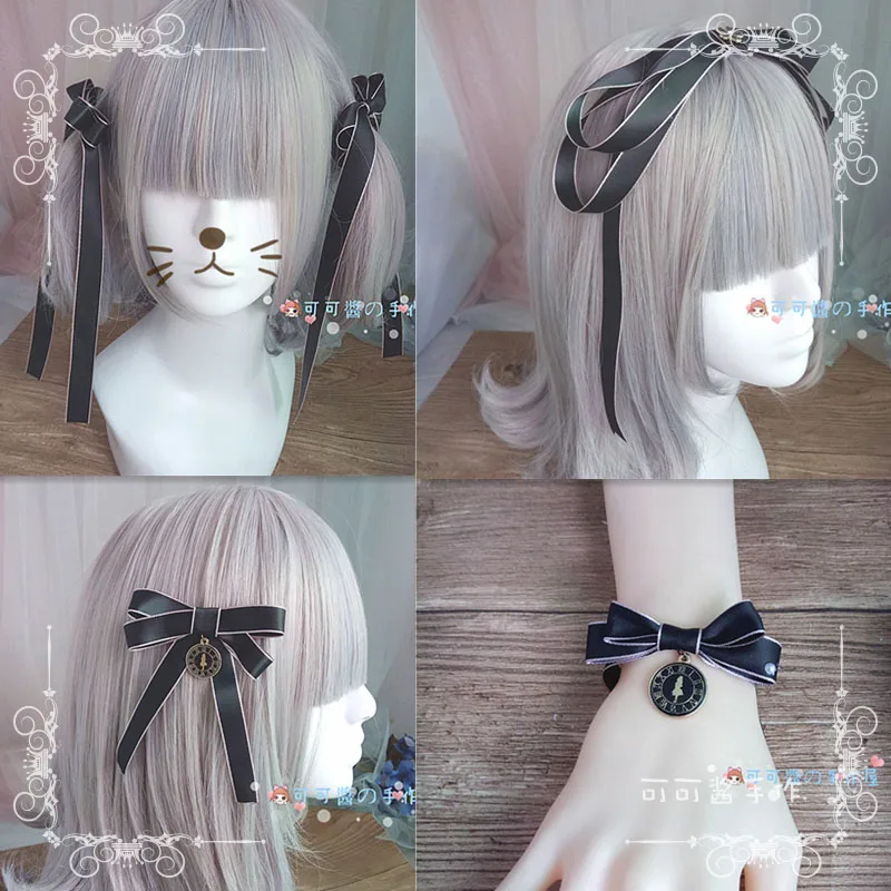 

Lolita dark sweet headdress trim clip Loli Lolita hair hoop strap-tie-clutch hair ring