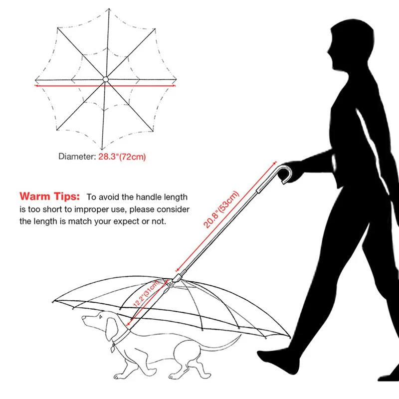 Transparent Pet Umbrellas Small Medium Dog Umbrella With Dog Leash Iron Chain As Raincoat For Dog Rainwear Pet Accessories Tools