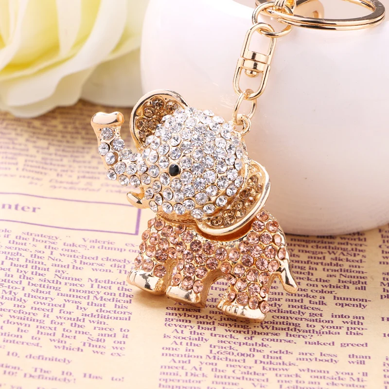 Chaveiro!Fashion Crystal Elephant Car KeyChain Alloy Key Chain Ring Holder Animal Keyring llaveros Charm Women Bag Jewelry R031