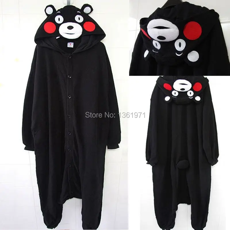 

HKSNG Kumamon Pajamas Animal Winter Women Ladies Onesies Adult Black Bear Cosplay Homewear Footie For Christmas Party Kigurumi
