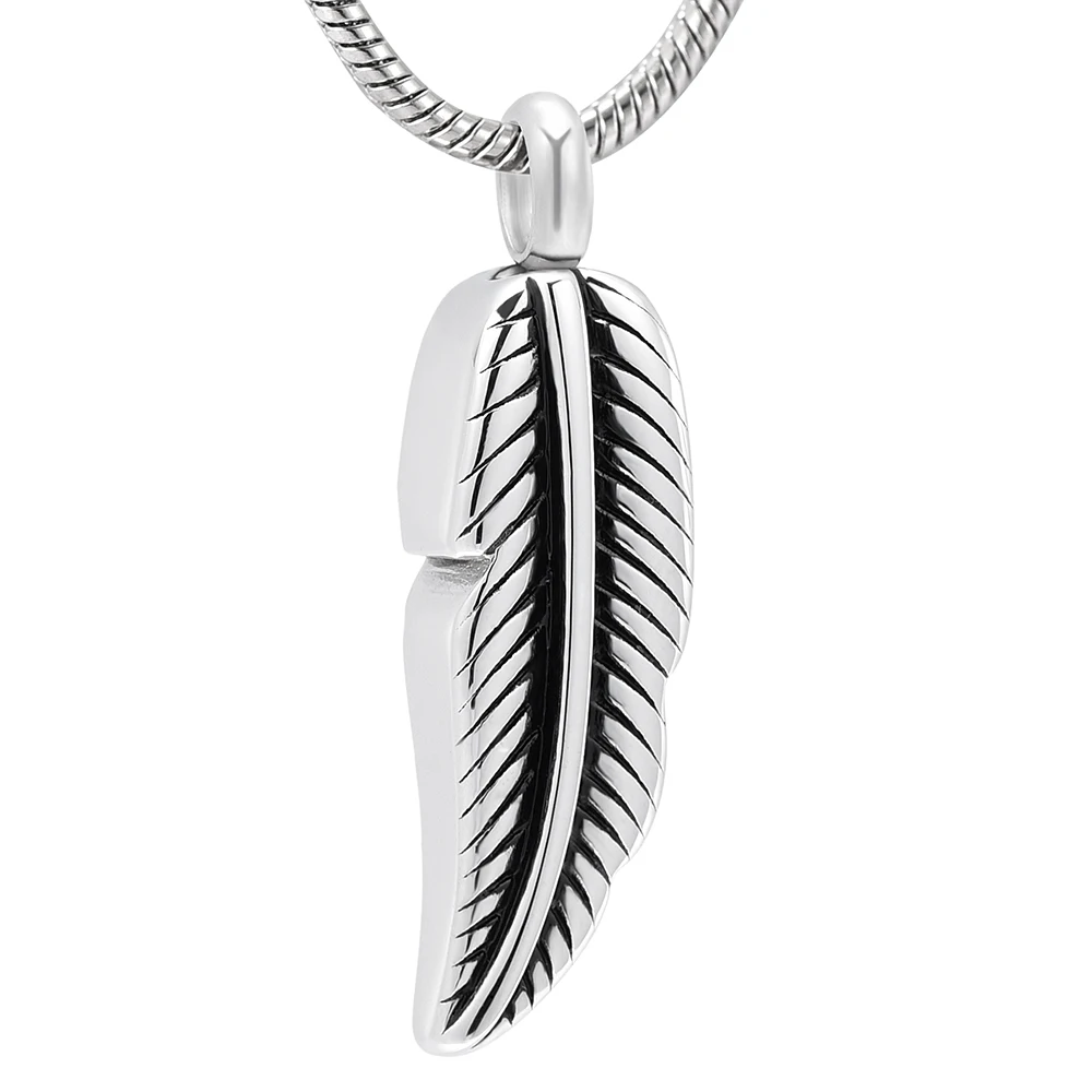 

Ashes Holder Memorial Keepsake Necklace 316L Stainless Steel Jewelry Feather Cremation Urns Necklace