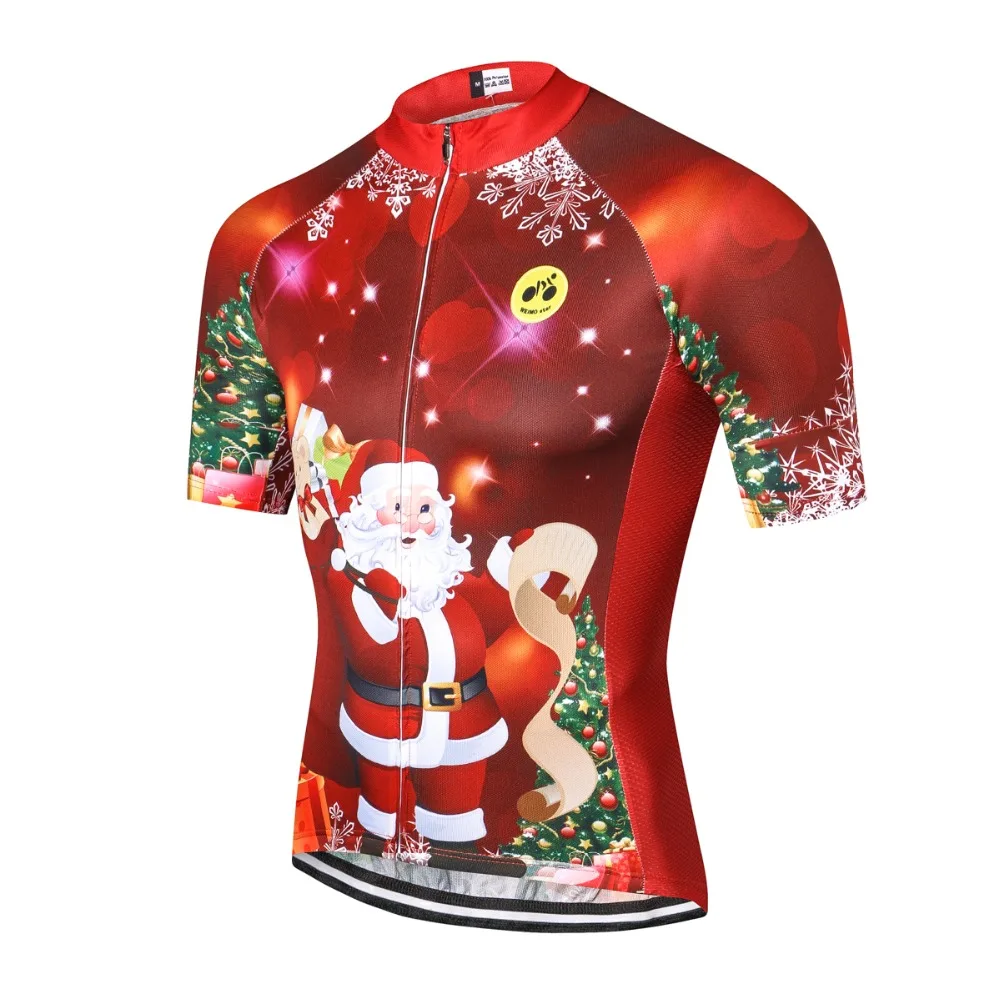 Weimostar Women Men's Cycling Jersey Set Short Sleeve Biking Shirts Christmas Santa Claus Christmas Tree Cycling Shorts Padded