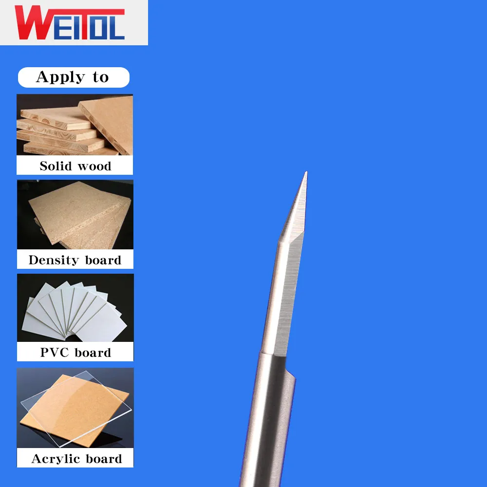 WeiTol 5 pièces 3.175MM façonneur fraises en bout de carbure bord latéral fond plat fraises de gravure PCB mèches de routeur