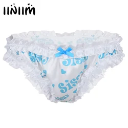 Male Lingerie Panties Sissy Gay Nightwear Super Frilly Ruffled Jockstraps Pouch High Cut Knickers Bloomers Briefs Sexy Underwear