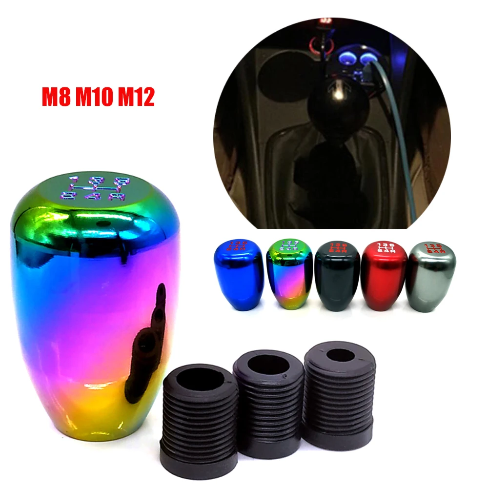 Universal NEO Chrome 5 Speed Car Gear Shift Knob for Manual Transmission Aluminum Alloy Automatic Gear lever M8 M10 M12