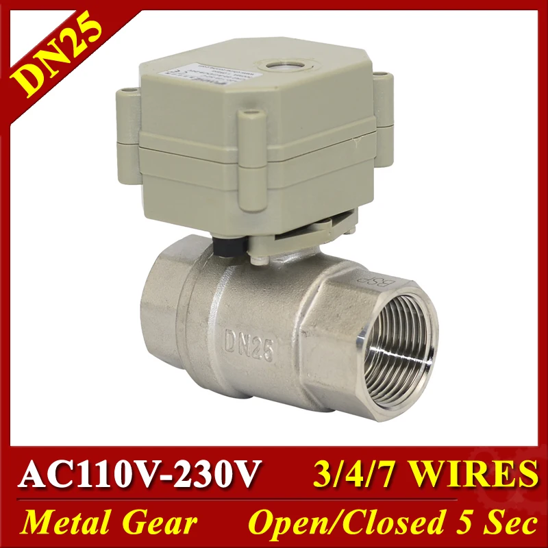 

Actuator Operated 1'' DN25 Stainless Steel Valve AC110-230V 3/4/7 Wires Metal Gear Motorized Ball Valves TF25-B2 Series