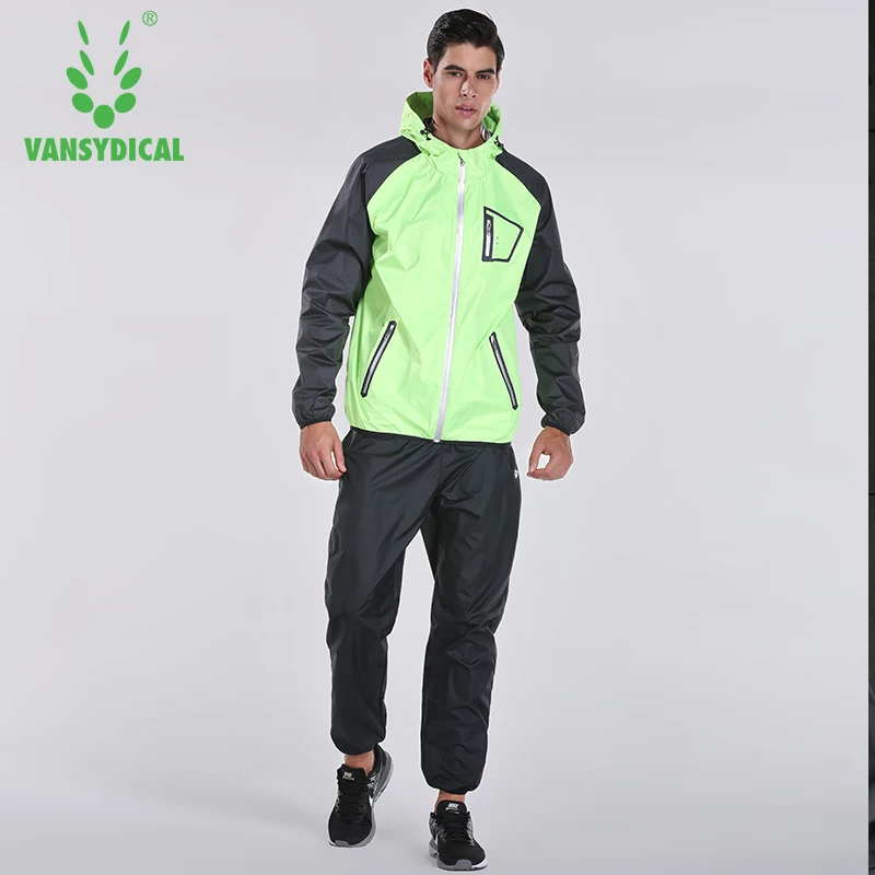 Vansydical Hot Sweat Sets Mens Running Training Suits Zipper Hooded Jackets and Pants Set Quick Sweating Sports Suit Sunna Set