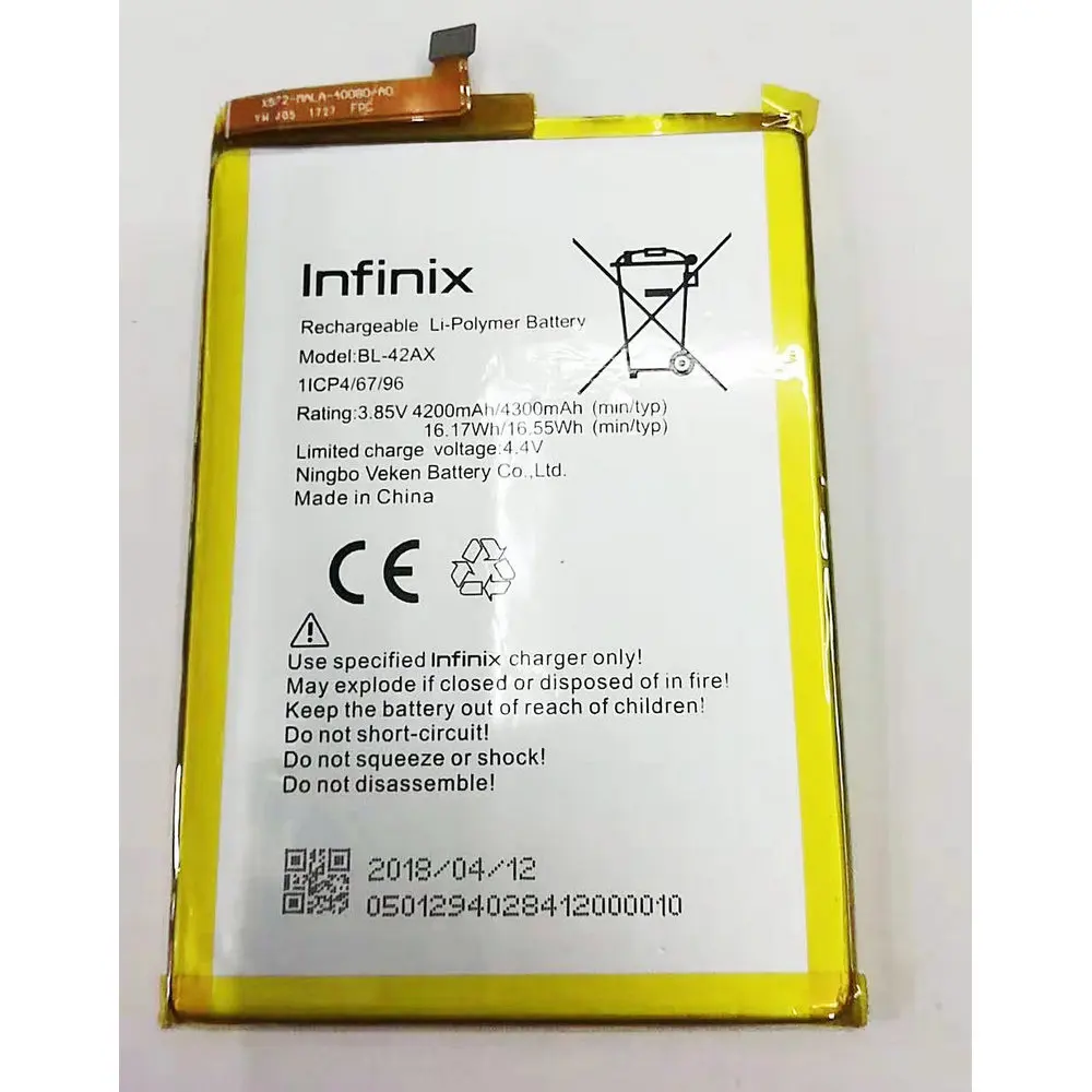 Original 3.8V 4200mAh BL-42AX Battery For Infinix X572 Note4 Mobile Phone