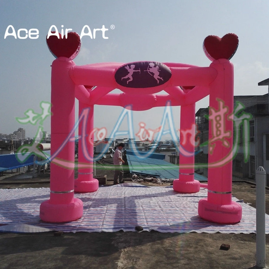 Promotion Wonderful Romantic Inflatable Frame Structure of Wedding House with Heart for Wedding Events