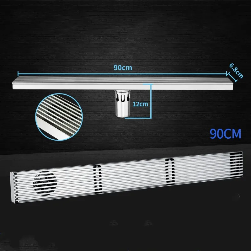 

35.4 Inch 900mm Linear Shower Floor Drain Channel with Plat Grate , 304 Stainless Steel