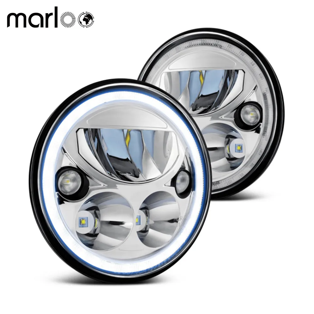 

Pair X 7" Sealed LED Headlights For Jeep Wrangler Jk TJ DOT Emarked 7" Round Black Chrome Vortex Halo Projector Headlight