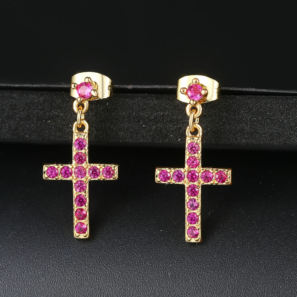 Top Quality ZYE328 Classic Cross Crystal Silver Color Earring Fashion Jewelry Made with Austrian Crystal