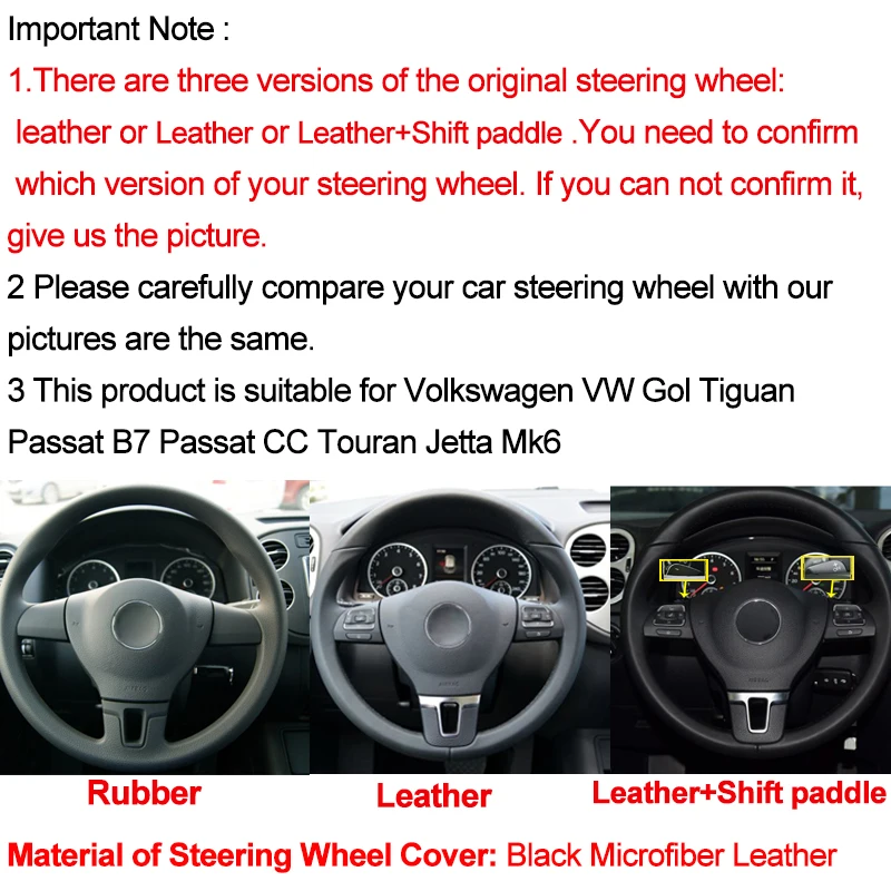 Sewing Car Steering Wheel Cover Volant Funda Volante For Volkswagen VW Gol Tiguan Passat B7 Passat CC Touran Jetta Mk6 Non-slip