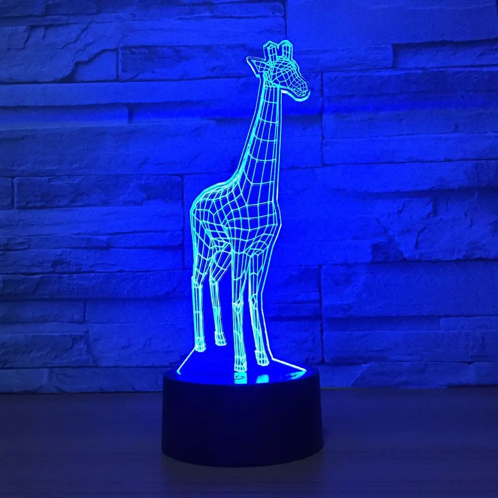 Lámpara 3D de jirafa para niños, lámpara de noche Led RGB de 7 colores, táctil, USB, para mesa, para dormir, novedad, envío directo