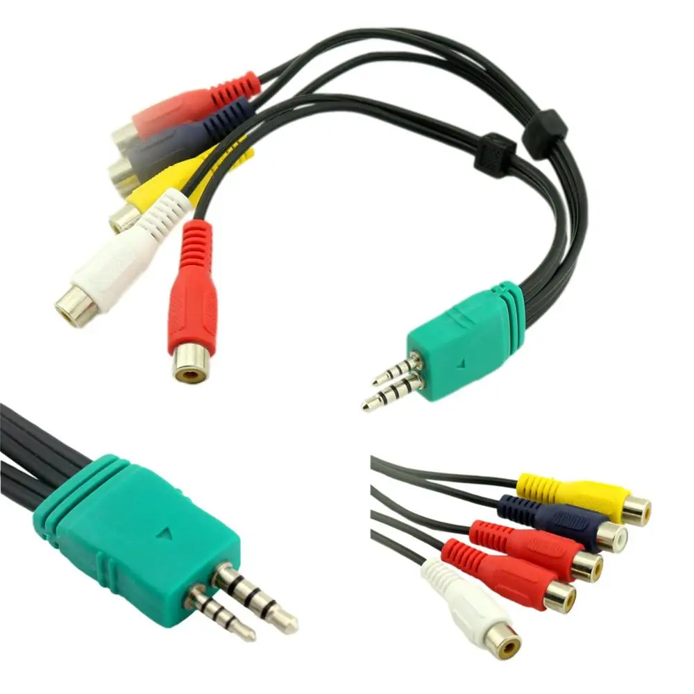 1pc 3.5mm + 2.5mm to 5RCA Audio Video AV Component Adapter Cable For Samsung LED LCD TV BN3901154W BN39-01154W 20cm