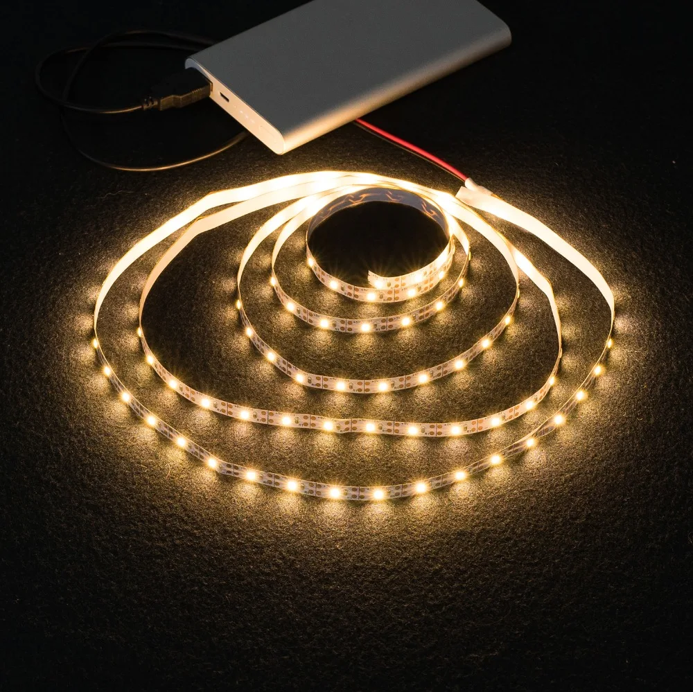 WELPUR battery 5V USB LED Strip 2835 DC LED Light Flexible 50CM 1M 2M 3M 5M white warm  For TV Background Lighting Night light