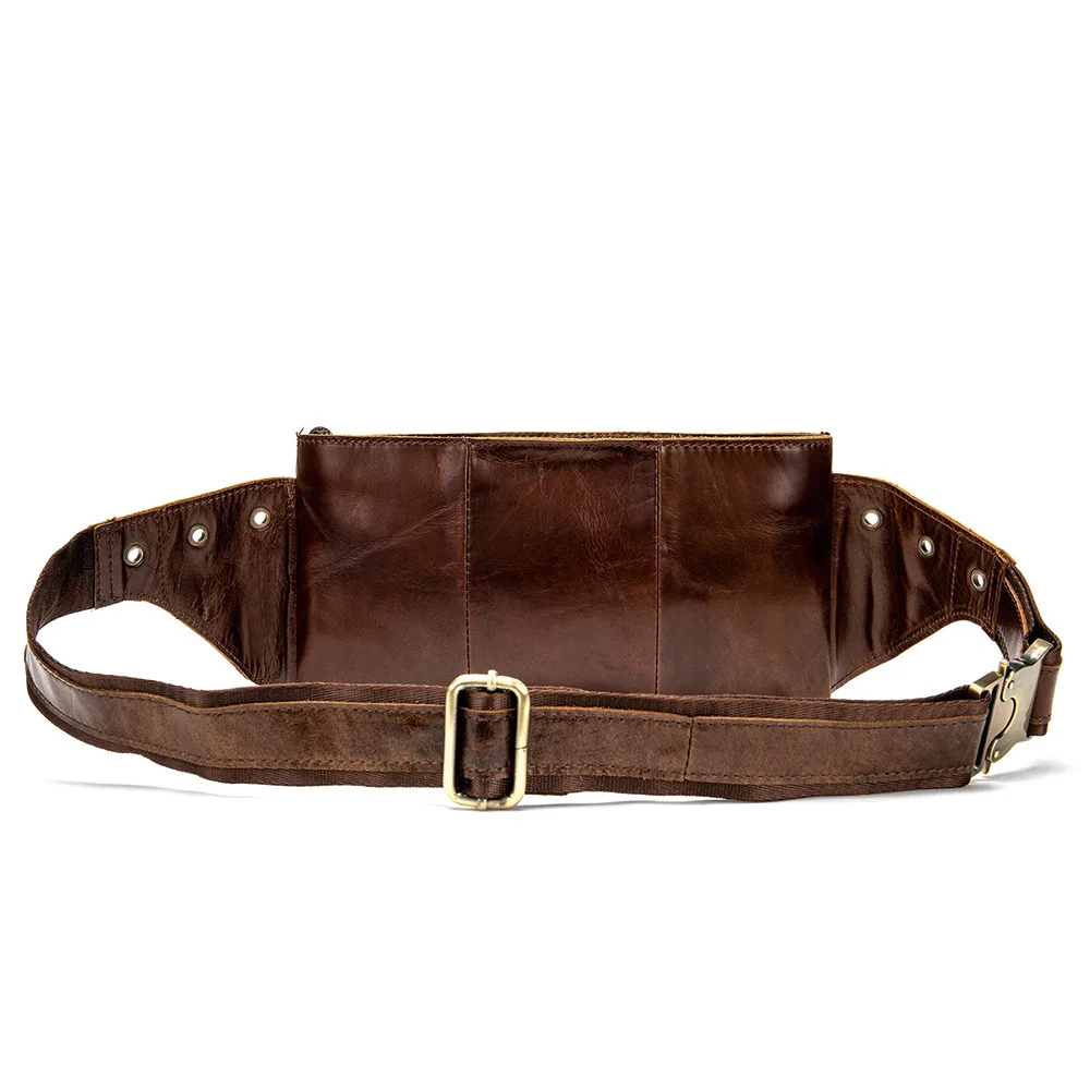 Saco de cintura de couro genuíno para homens, Fanny Packs, Belt Bum Bag, bolsa de telefone masculino, bolsa de peito, mini mochila, presente do dia