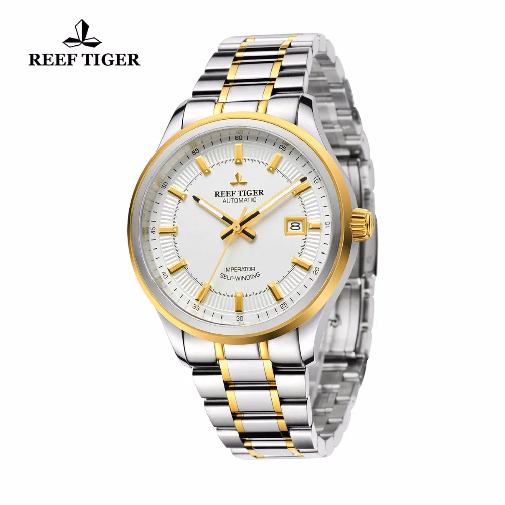 Reef Tiger/RT Watch Business Designer Watches For Mens Automatic Dress Watch With Date Steel/Yellow Gold Super Luminous RGA8015