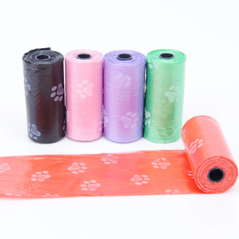 

8 Rolls/120Pcs Pets Cleaning Up Supplies Printed Dog Cats Garbage Poop Refill Bags the feces bags Pick Up Trash bag Pet Supplies