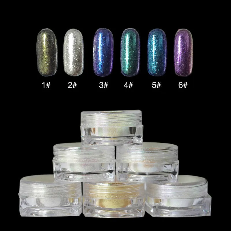 Wholesale 36pcs Nail Magic Mirror Classic Powder Laser chameleon powder 2g Mirror Effect Nail Art Rainbow Glitter Chrome Pigment