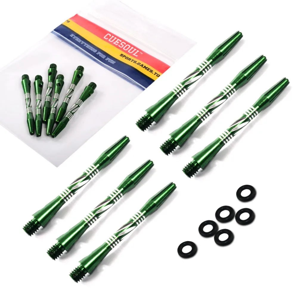 

CUESOUL Green Dart Stems 2 Set Aluminum Dart Shaft withO'rings For Steel Tip Darts