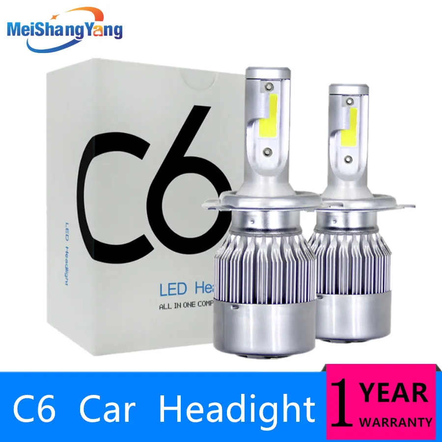 C6 Auto Bulbs LED H7 H4 H11 H1 H3 H8 H9 H13 880 881 9005 9006 HB3 HB4 H27 LED Car Headlight Headlight Bulbs 6000K 8000LM 36W