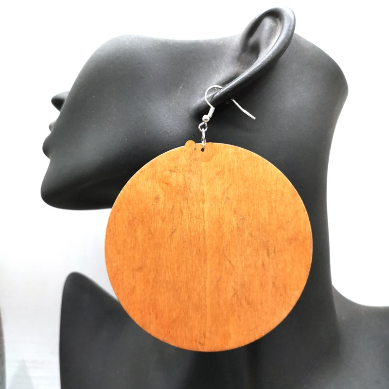 Round wooden earrings can mixed 3 colors