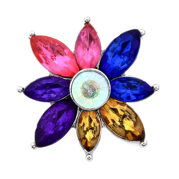 New KZ3001 Beauty Rhinestone Colorful daisy Flowers 18mm snap buttons fit DIY snap jewelry wholesale