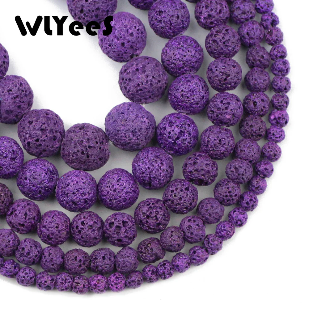 WLYeeS Purple Rock Lava Beads Natural Stone 4-12mm Round Loose Spacer Beads for Wome Jewelry Bracelet Making DIY 15