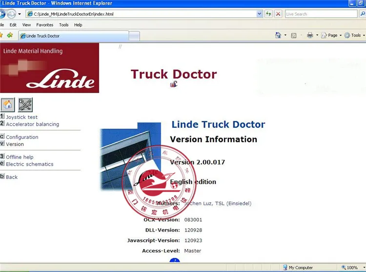 Linde doctor program v2.01.05 [01.2016] forklift truck diagnostic software diagnosis tool cable truckdoctor repair diagnose