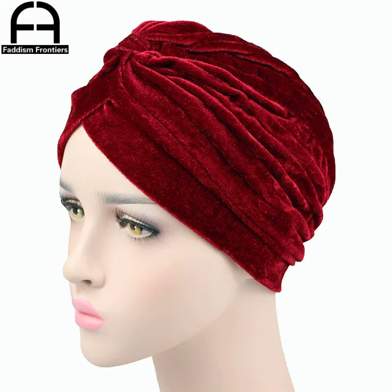 Fashion Women Velvet Turban Neon Casual Twist Stretch Turban Headband Chemo Hat Hijab Turbante Hair Accessories