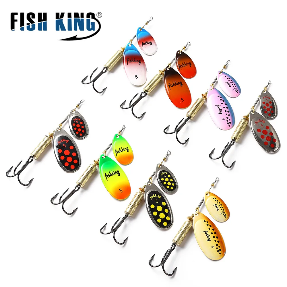 FISH KING 1 PC 10 Colors Long Cast Fishing Lure Spinner Bait Hard Fake Fish Metal Lures With Hook Fishing Lure
