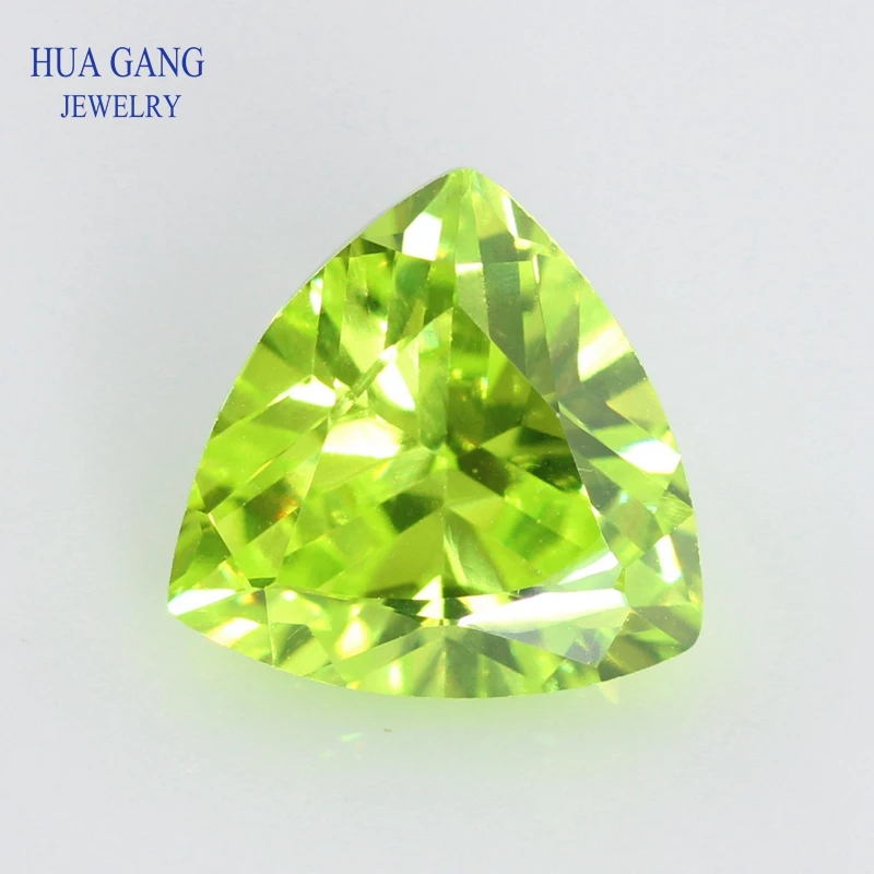 

5A Apple Green Trillion Shape Cubic Zirconia Brilliant Cut Loose CZ Stone Synthetic Gems Beads For Jewelry 3x3-10x10mm