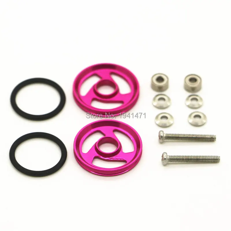 RFDTYGR 19mm Aluminum Rollers With Soft Rubber Ring Custom PartsTamiya Mini 4WD19mm Colored Aluminum Guide -Wheel D019 2sets/lot