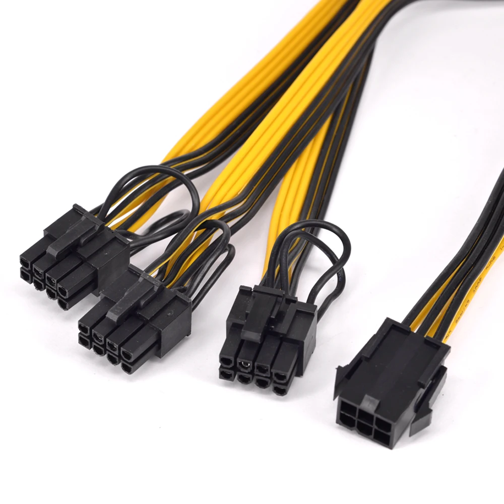 PCIe GPU 6pin 1 to 3 port 6+2Pin Female to Male Extension Cable PCI express Graphics card 6Pin to 8pin power supply cord for BTC